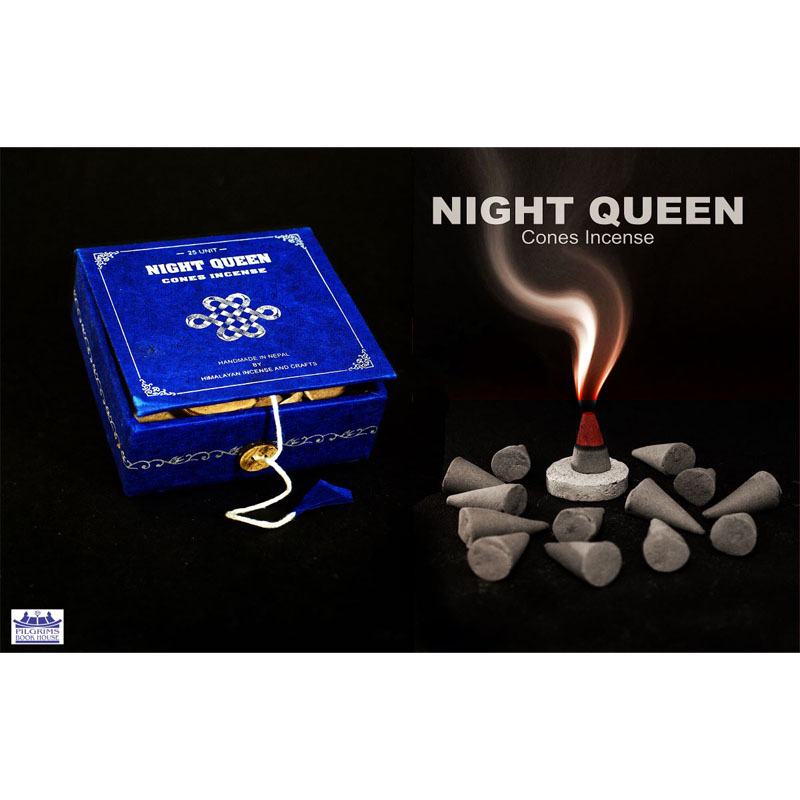 NIGHT QUEEN CONES INCENSE 25 UNITS WITH INCENSE HOLDER IN PAPER BOX