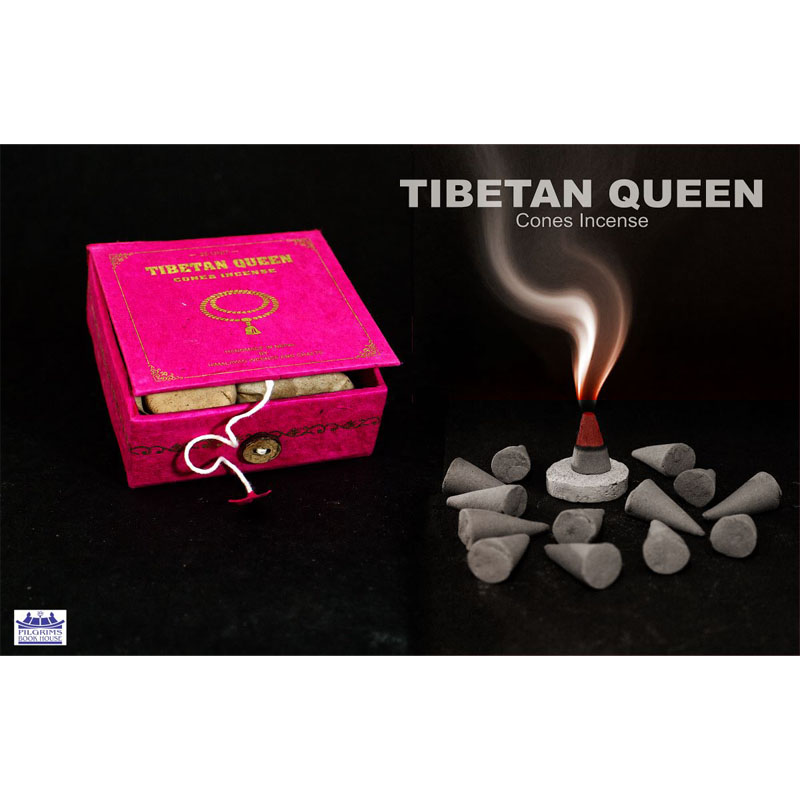 TIBETAN QUEEN CONES INCENSE 25 UNITS WITH INCENSE HOLDER IN PAPER BOX