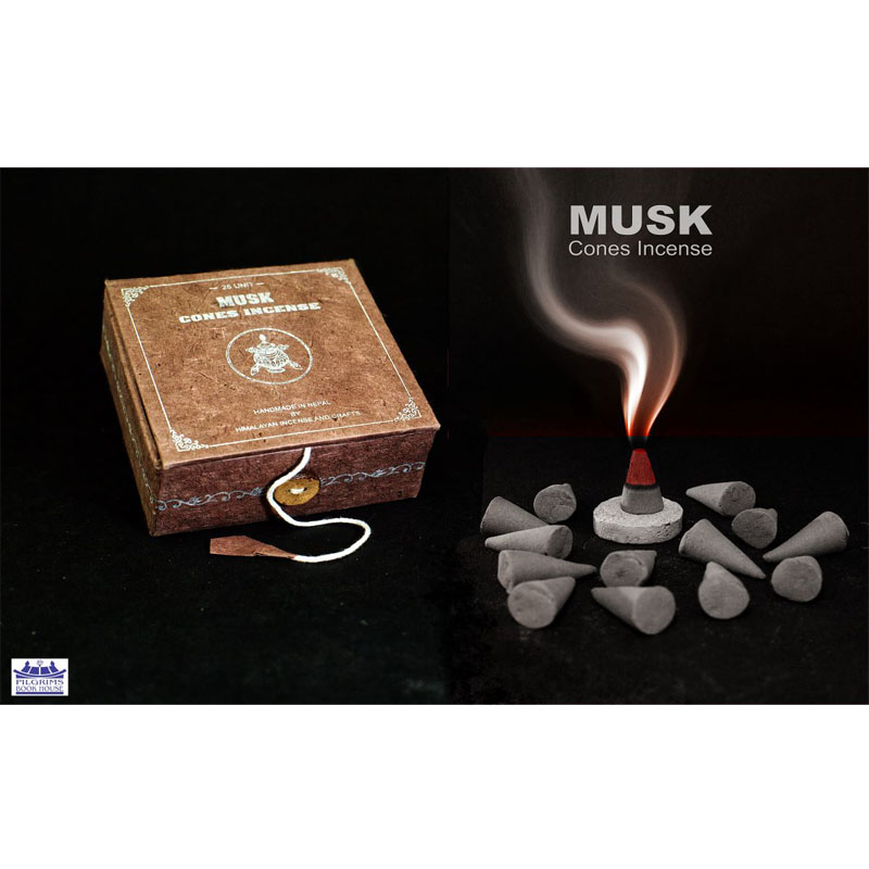 MUSK CONES INCENSE 25 UNITS WITH INCENSE HOLDER IN PAPER BOX