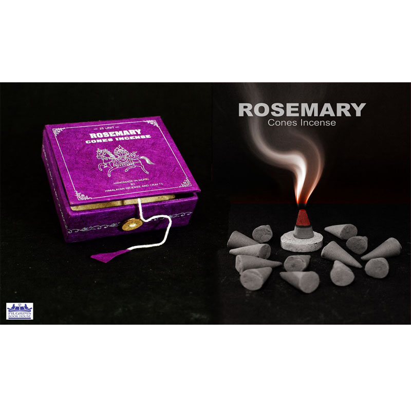 Rosemary Cones Incense 25 Units With Incense Holder In Paper Box