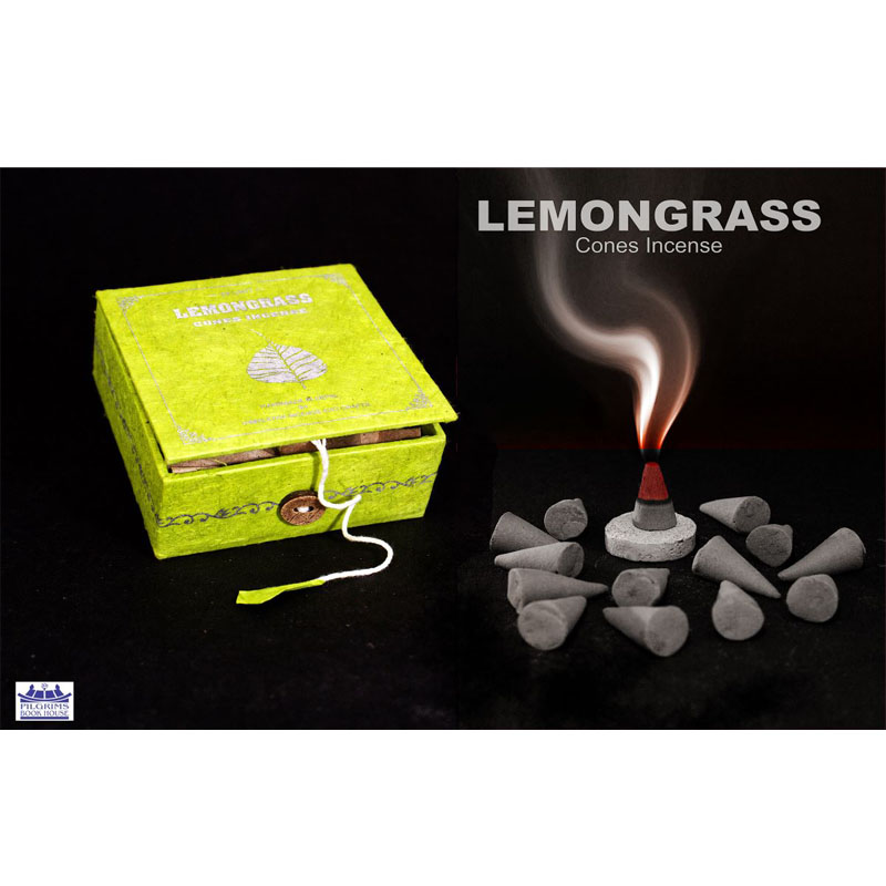 LEMONGRASS CONES INCENSE 25 UNITS WITH INCENSE HOLDER IN PAPER BOX