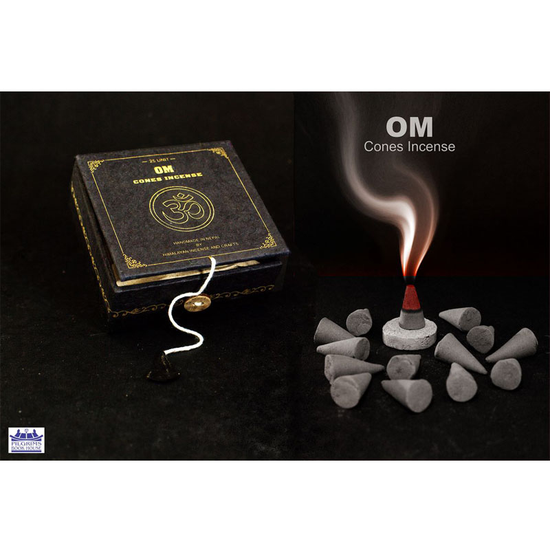 OM CONES INCENSE 25 UNITS WITH INCENSE HOLDER IN PAPER BOX