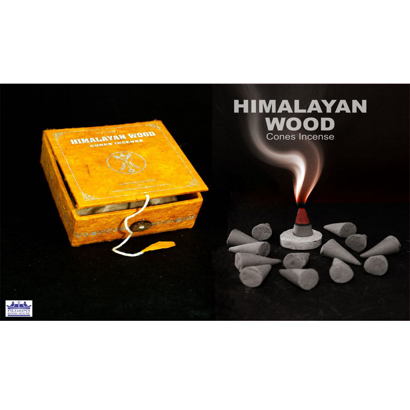 HIMALAYAN WOOD CONES INCENSE 25 UNITS WITH INCENSE HOLDER IN PAPER BOX