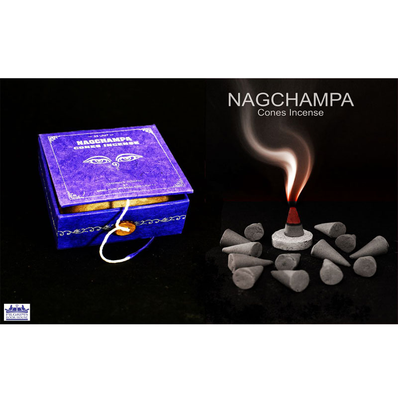 Nagchampa Cones Incense 25 Units With Incense Holder In Paper Box With Button Lock