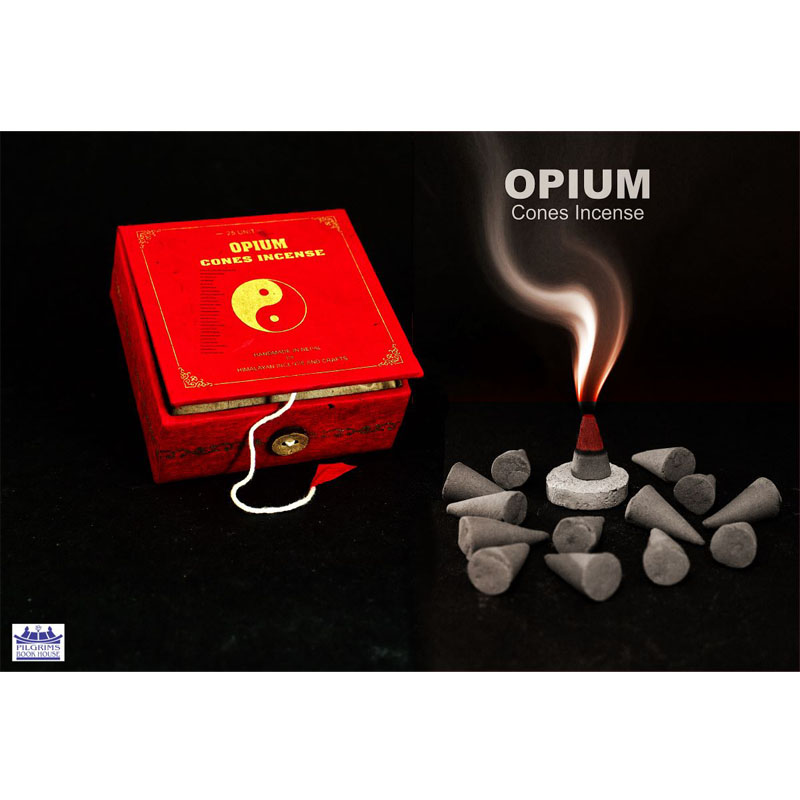 OPIUM CONES INCENSE 25 UNITS WITH INCENSE HOLDER IN PAPER BOX