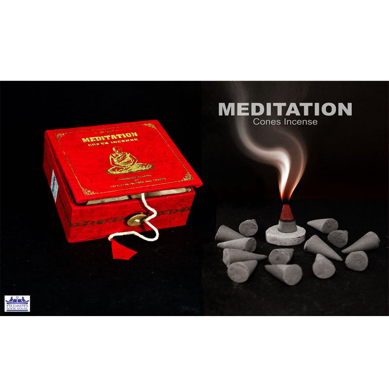 Meditation Cones Incense 25 Units With Incense Holder In Paper Box