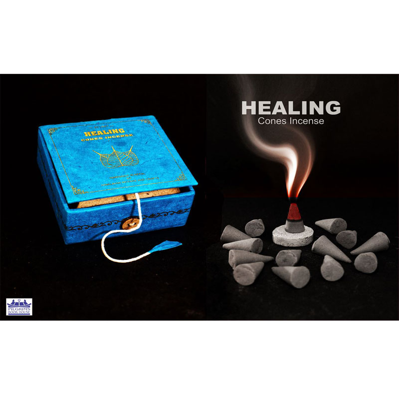 Healing Cones Incense 25 Units With Incense Holder In Paper Box With Button Lock