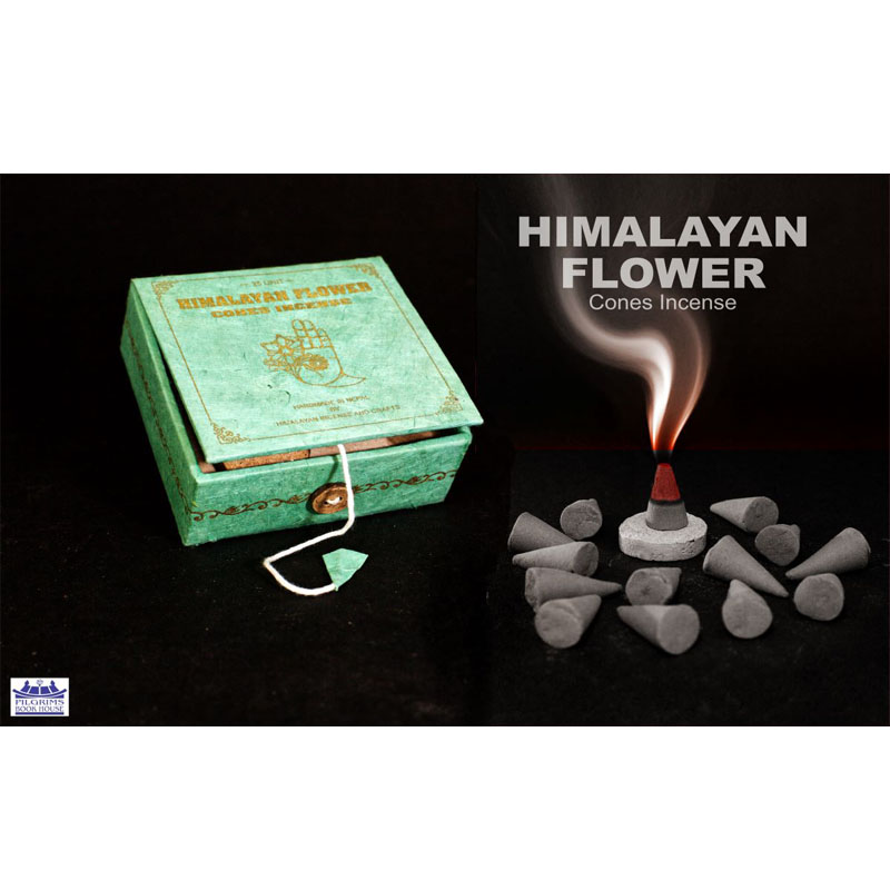 HIMALAYAN FLOWER CONES INCENSE 25 UNITS WITH INCENSE HOLDER IN PAPER BOX WITH BUTTON LOCK WITH BUTTON LOCK