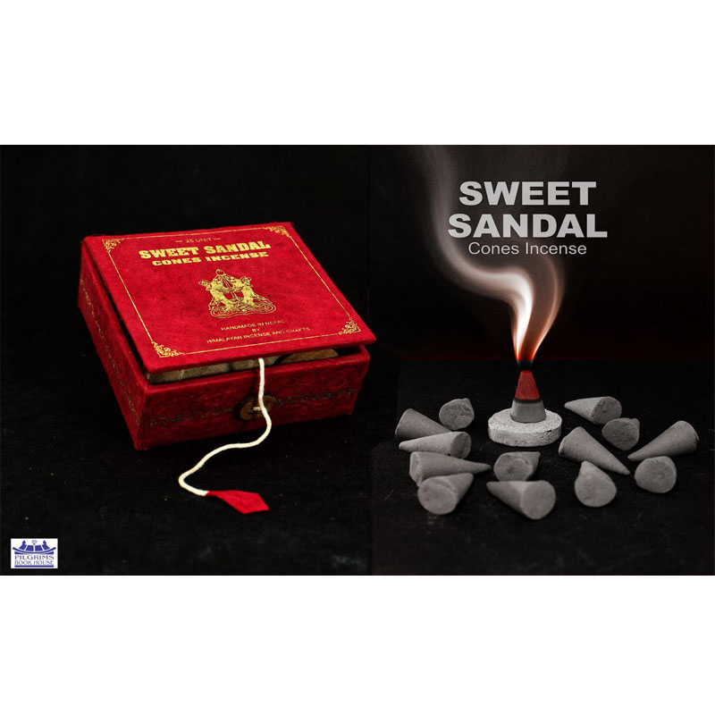 Sweet Sandal Cones Incense 25 Units With Incense Holder In Paper Box With Button Lock