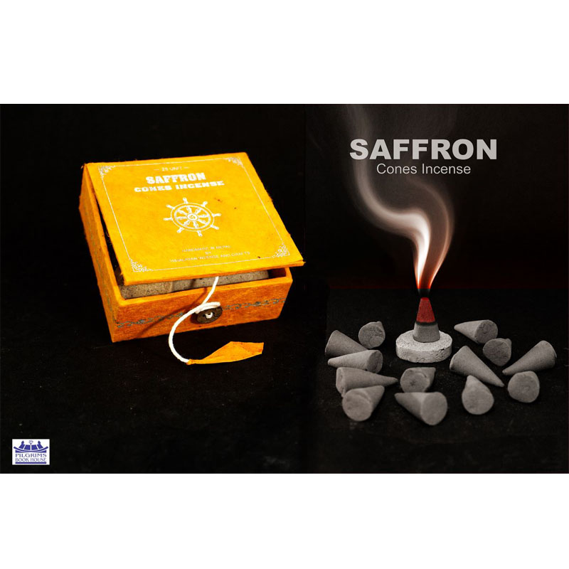 Saffron Cones Incense 25 Units With Incense Holder In Paper Box