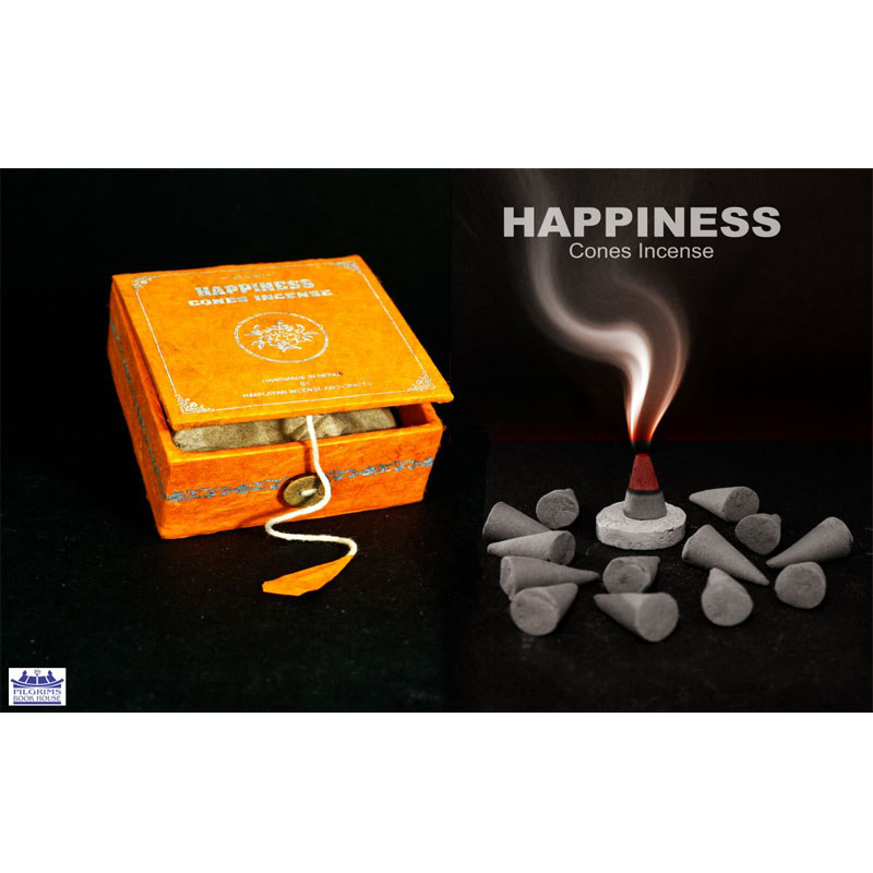 Happiness Cones Incense 25 Units With Incense Holder In Paper Box With Button Lock