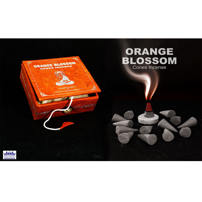 Orange Blossom Cones Incense 25 Units With Incense Holder In Paper Box