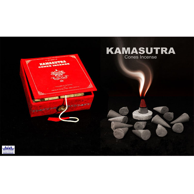 KAMASUTRA CONES INCENSE 25 UNITS WITH INCENSE HOLDER IN PAPER BOX