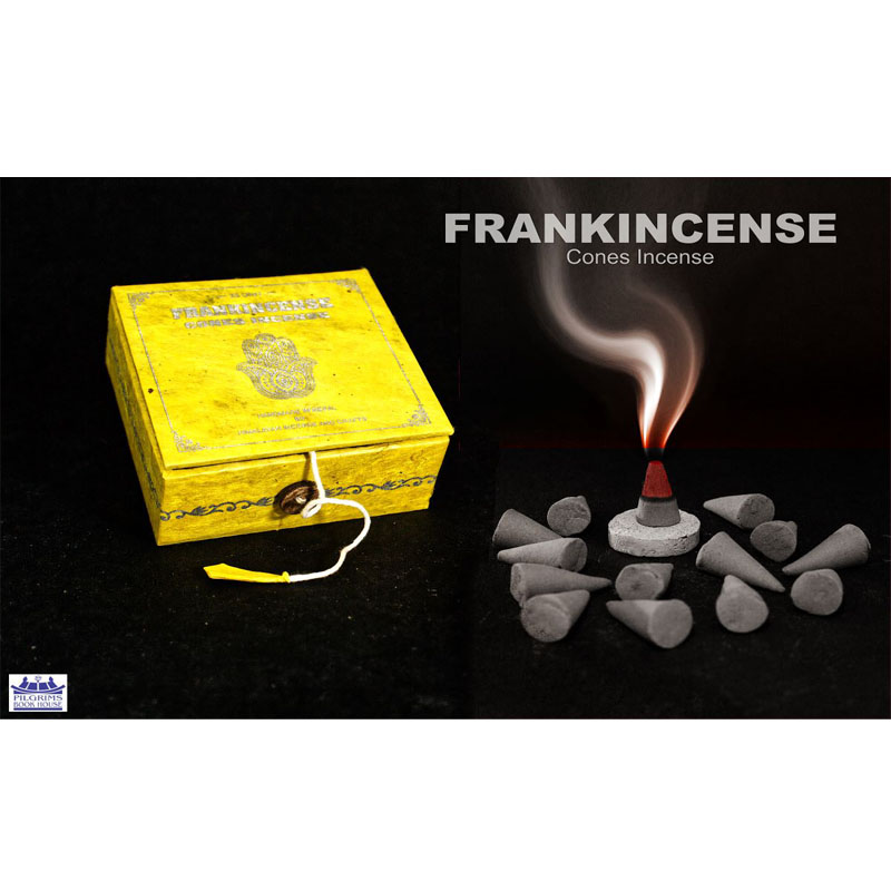 FRANKINCENSE CONES INCENSE 25 UNITS WITH INCENSE HOLDER IN PAPER BOX