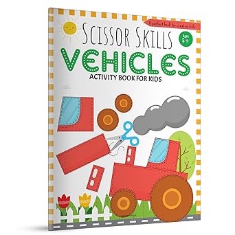 Scissor Skills Vehicles Activity Book for Kids