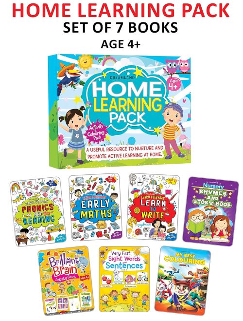 Home Learning Books Pack Age 4+ An Amazing Set of 7 Books Phonics and Reading Early Maths Learn to Write Nursery Rhymes and Story Book Brilliant Sentences Level 1 My Best Colouring Book 2